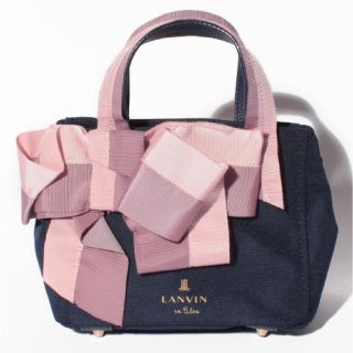 ランバンオンブルー(LANVIN en Bleu)の 新品同様 マリアンヌ リボン2wayトートバッグS  ネイビー(トートバッグ)