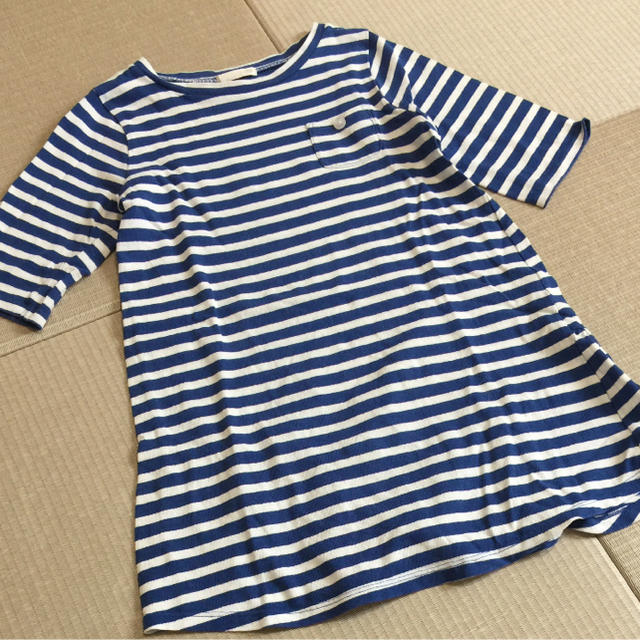 GU(ジーユー)のGU＊5分袖ボーダーワンピ＊120cm キッズ/ベビー/マタニティのキッズ服女の子用(90cm~)(ワンピース)の商品写真