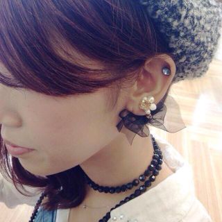 パールビジューピアス☆ブラック(ピアス)