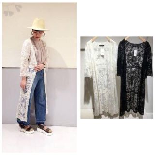 ダブルクローゼット(w closet)のレースロングカーディガン(カーディガン)