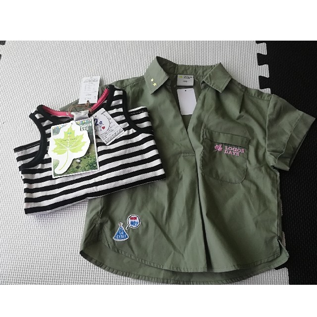 LOGOS(ロゴス)の[新品]LOGOS 2点セット!!ミリタリーシャツ キッズ/ベビー/マタニティのキッズ服女の子用(90cm~)(Tシャツ/カットソー)の商品写真