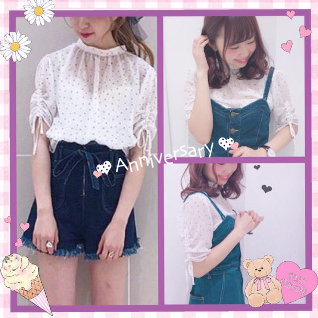 heather(ヘザー)の【今期】シフォンドットハイネックブラウス♡フーズフーチコ、マジェスティックレゴン レディースのトップス(シャツ/ブラウス(半袖/袖なし))の商品写真