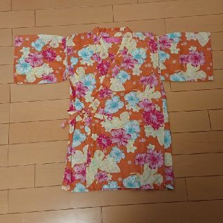 130cm 甚平 ハイビスカス柄 オレンジ(甚平/浴衣)