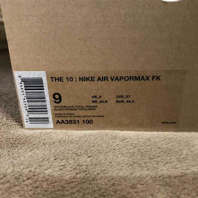 即日発送 27 THE 10 AIR VAPORMAX off-white