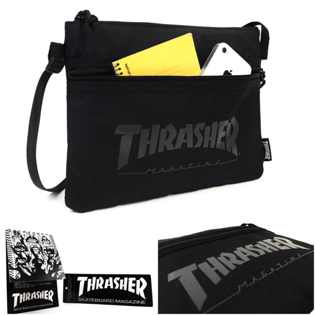 THRASHER(スラッシャー)の【THRASHER】サコッシュ［BK/BK(クリアロゴ)］ メンズのバッグ(ショルダーバッグ)の商品写真