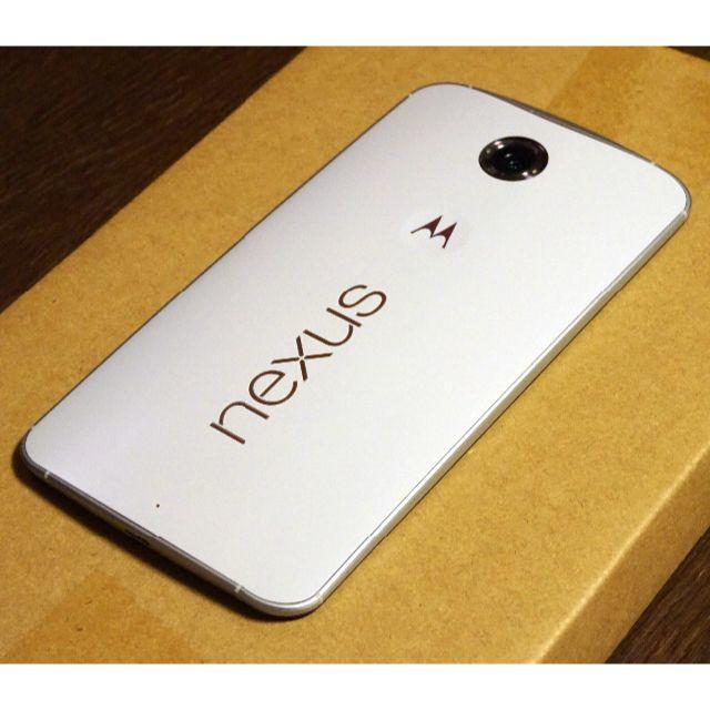 nexus6 32GB ホワイト XT1100 SIMフリー 判定○ スマホ/家電/カメラのスマートフォン/携帯電話(スマートフォン本体)の商品写真