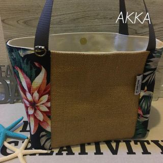 1てんもの♡大人ヴィンテージボタニカル×ジュートSUMMERトートby.AKKA(バッグ)