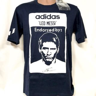 アディダス(adidas)のN様専用 紺白 Lサイズ 紙タグ付き adidas×メッシ コラボ 限定Tシャツ(Tシャツ/カットソー(半袖/袖なし))