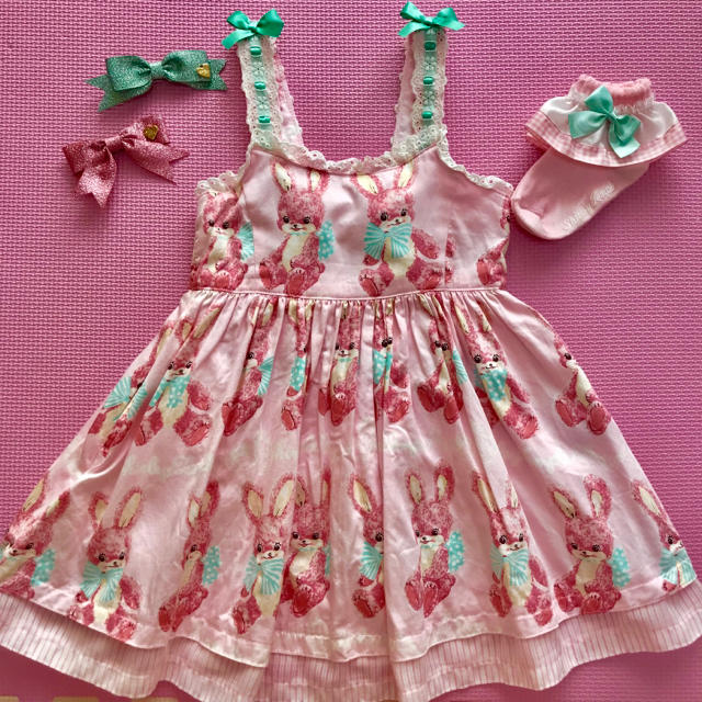 ワンピース【美品】♡シャーリーテンプル うさぎプリントJSK100♡