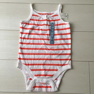 ベビーギャップ(babyGAP)の未使用品！ベイビーギャップ 80 オレンジボーダー(ロンパース)