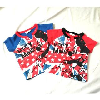 ディズニー(Disney)のDisneyミッキーマウス☆80cm☆半袖Tシャツ☆赤レッド☆双子ペアルック(Ｔシャツ)