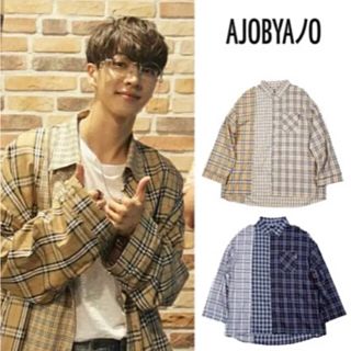 AJOBYAJO Over Check  Mixed  Shirt /BEG(シャツ)