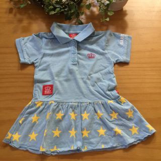 ベビードール(BABYDOLL)の美品✨BABY DOLLベビードール♡星柄ポロワンピース♡LBL♡80✨(ワンピース)