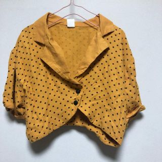 ロキエ(Lochie)のUSA製 vintage 水玉 ドット デザインショートブラウス 黄色(シャツ/ブラウス(半袖/袖なし))