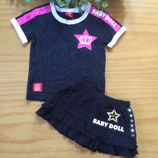 ベビードール(BABYDOLL)の美品✨BABY DOLLベビードール♡Tシャツ➕フリルスカート♡BLA♡90✨(Tシャツ/カットソー)