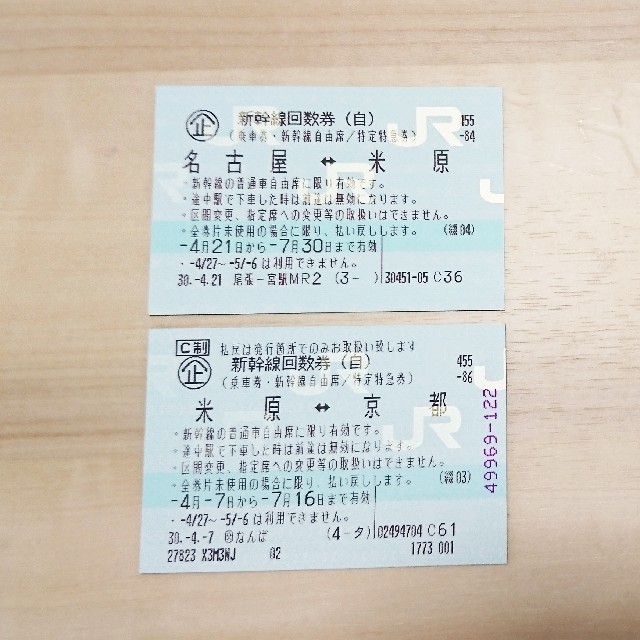 名古屋 京都間 新幹線チケット