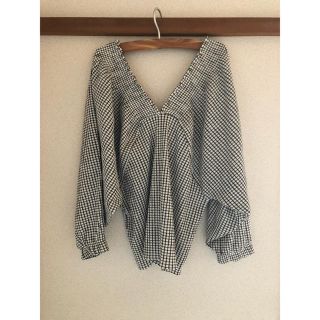 ザラ(ZARA)の【ココロチャンさま専用】ZARA  ギンガムチェック オフショルトップス(カットソー(長袖/七分))