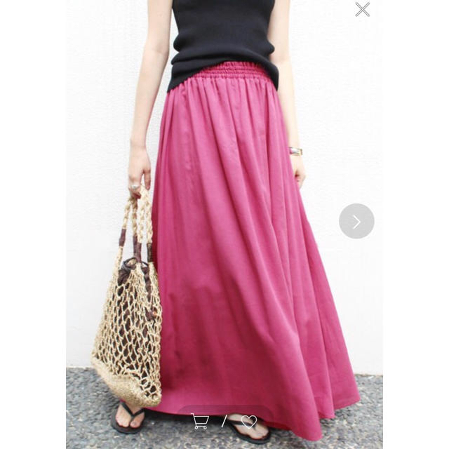SLOBE IENA(スローブイエナ)のIENASLOBEリネンギャザースカート ピンク レディースのスカート(ひざ丈スカート)の商品写真