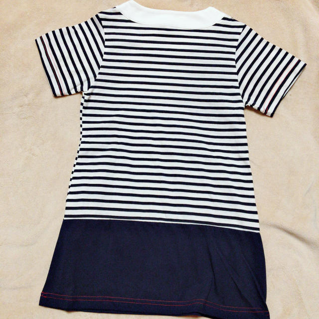 ◆新品・タグ付◆女の子用 ワンピース◆110cm◆ボーダー◆ネイビー◆ キッズ/ベビー/マタニティのキッズ服女の子用(90cm~)(ワンピース)の商品写真