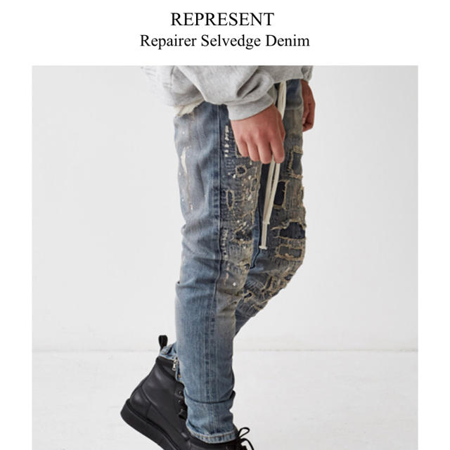 FEAR OF GOD(フィアオブゴッド)のREPRESENT リペア加工ダメージデニムバンツ メンズのパンツ(デニム/ジーンズ)の商品写真