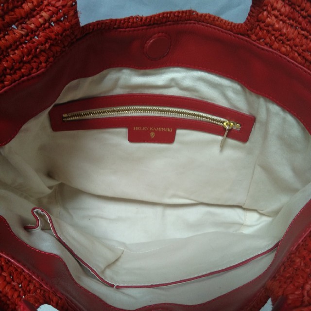 ヘレンカミンスキー　赤　ラフィアバッグ