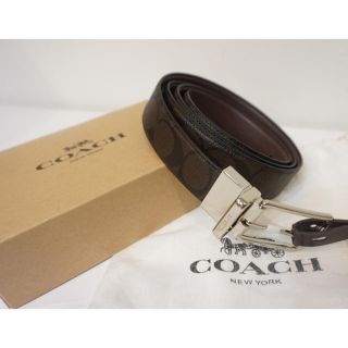 コーチ(COACH)のCOACH ベルト メンズ シグネチャー 新品 ブラウン(ベルト)