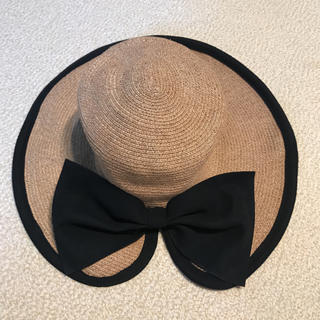 HIAND リボン レディ帽(麦わら帽子/ストローハット)