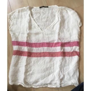 ザラ(ZARA)のザラ basic リネン100% tシャツ(シャツ/ブラウス(半袖/袖なし))