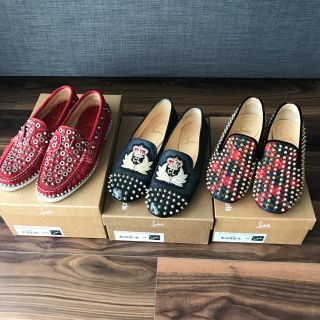 ルブタン(Christian Louboutin) シルバー ローファー/革靴(レディース ...