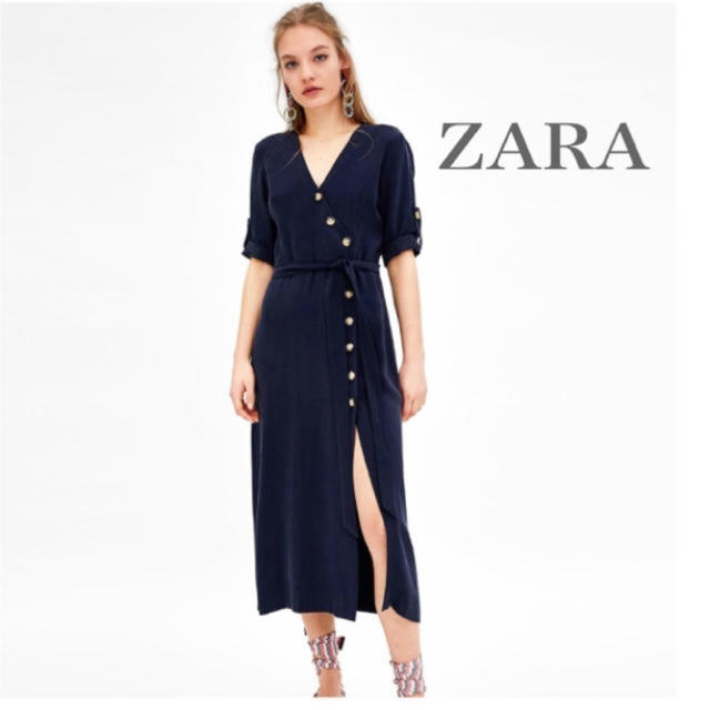 ZARA(ザラ)のタグ付き新品未使用！ ZARA ボタン付きワンピース  レディースのワンピース(ロングワンピース/マキシワンピース)の商品写真