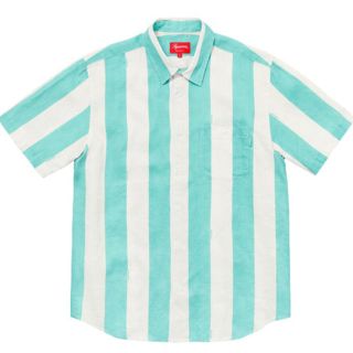 シュプリーム(Supreme)の原宿店購入正規品supreme wide stripe shirt 青 L(シャツ)