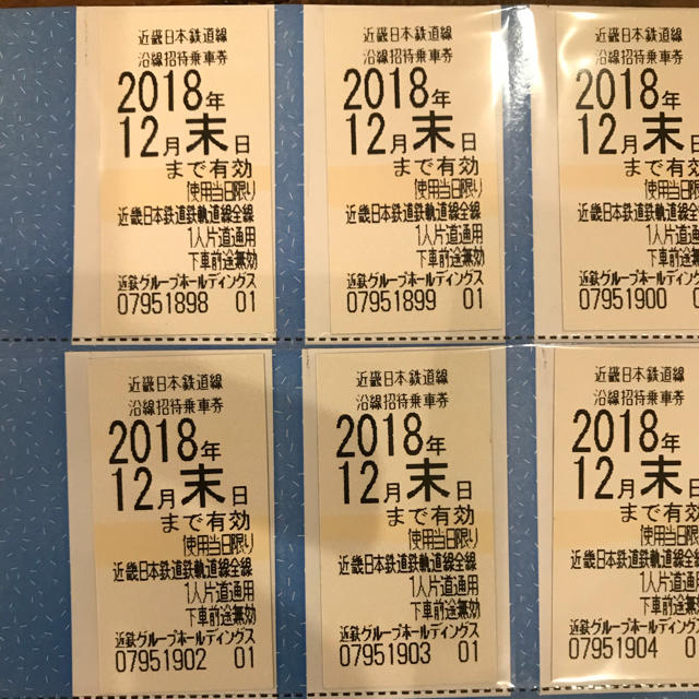 近鉄株主優待乗車券8枚 有効期間2018年12月末 1