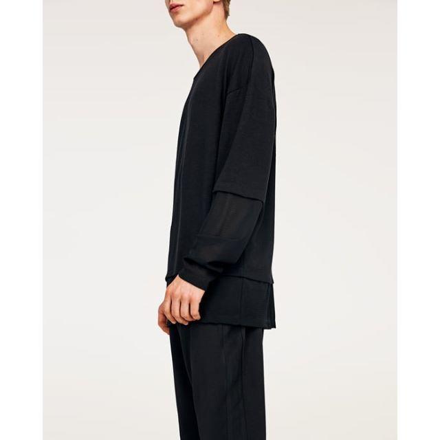 ZARA(ザラ)の新品ZARAmanオーバーサイズレイヤードメッシュニットソー メンズのトップス(Tシャツ/カットソー(七分/長袖))の商品写真