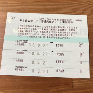 ジェイアール(JR)の【9/21まで有効】JR東日本普通列車グリーン車自由席利用券4枚セット(鉄道乗車券)