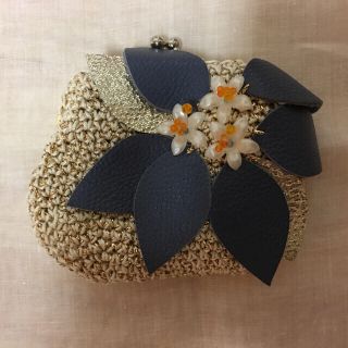 未使用☆ 作家さま 美しい ゴージャスながまくち オレンジの花 ハンドメイド(コインケース)