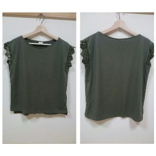 テチチ(Techichi)の♥お得♥テチチ♥半袖♥カットソー♥レディース M  カーキ レース 半袖Tシャツ(Tシャツ(半袖/袖なし))