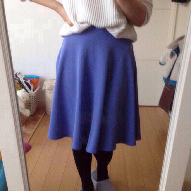 旬！ミモレ丈スカート 紫 レディースのスカート(ひざ丈スカート)の商品写真