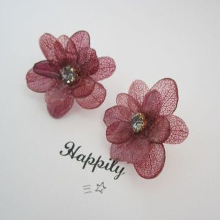 【SALE】紫陽花ビジューイヤリング（パープル）(イヤリング)