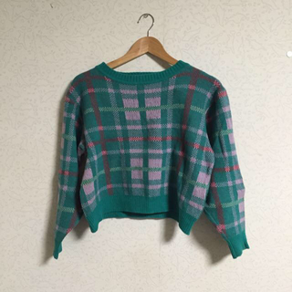 グリーンチェックセーター(ニット/セーター)