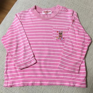 ミキハウス(mikihouse)のサイズ80 ピンクのストライプ柄が可愛いミキハウスのトップス♡(Ｔシャツ)