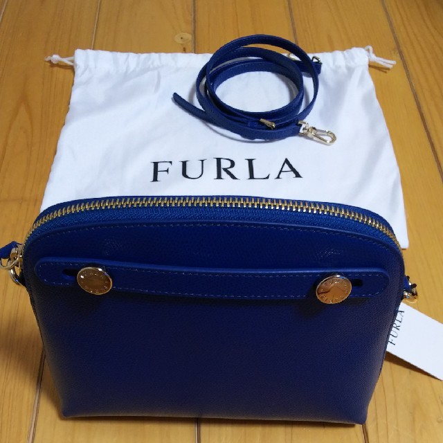 フルラFURLA 2wayショルダーバッグパイパーミニ ブルー 未使用カーフレザーサイズ