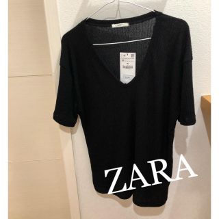 ザラ(ZARA)のZARA 新品タグ付き VネックリブTシャツ  M(Tシャツ(半袖/袖なし))