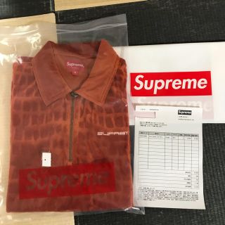 シュプリーム(Supreme)のsupreme 18ss Croc Velour Zip Polo Orange(ポロシャツ)