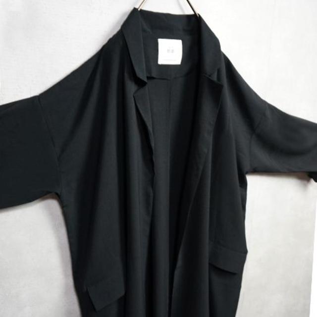 Big size 羽織 コート 黒 レディースのジャケット/アウター(ロングコート)の商品写真