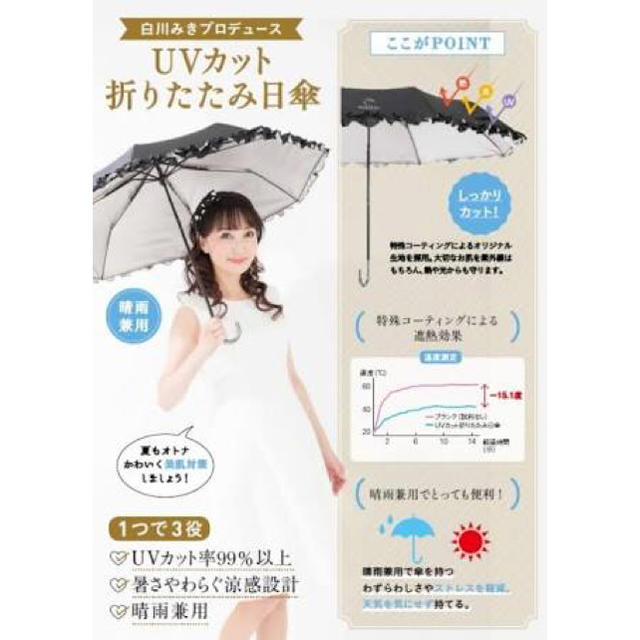 白川みきプロデュース 折りたたみ日傘 レディースのファッション小物(傘)の商品写真