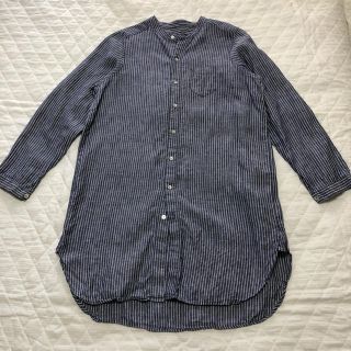 ネストローブ(nest Robe)の【美品】nest Robe✩リネンストライプロングシャツ(シャツ/ブラウス(長袖/七分))