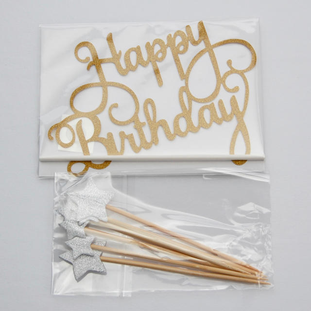 誕生日ケーキトッパー 星６個セットゴールドシルバー ハンドメイドのパーティー(その他)の商品写真