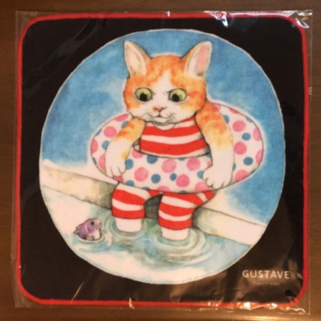 完売品◆新品 ヒグチユウコ  ハンドタオル ◆ ボリス スイミング 猫 イラスト レディースのファッション小物(ハンカチ)の商品写真
