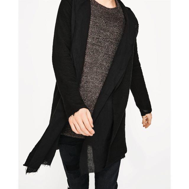 LAD MUSICIAN - 新品ZARAmanレイヤードロングニットパーカーSの LAD MUSICIAN - 新品ZARAmanレイヤードロングニットパーカーSの