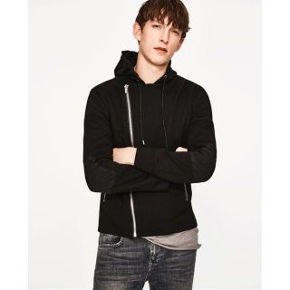 ザラ(ZARA)の新品ZARAmanダブルライダース型変形バイカースウエットバーカーS(パーカー)